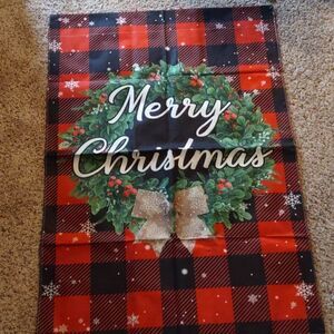 New large outdoor‎ Merry Christmas 2 sided cotton flag 38x27 perfect condition